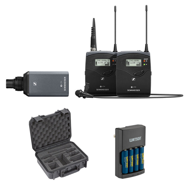 Sennheiser EW 100 ENG G4 Camera-Mount Wireless Microphone System (G: 566 to 608 MHz) with SKB iSeries Waterproof Case & Charger (4 NiMH Battery) Bundle