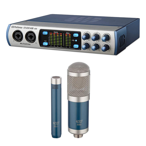 PreSonus Studio 68 - 6x6 192 kHz, USB 2.0 Audio/MIDI Interface with MXL 550/551 Mic (Blue) Bundle