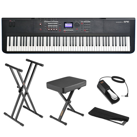 Kurzweil SP6-8 88-Key Stage Piano Bundle with Keyboard Stand, Bench, Pedal & Dust Cover