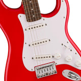 Squier Sonic Stratocaster HT Electric Guitar, Torino Red, Laurel Fingerboard, White Pickguard Bundle with FE620 Electric Guitar Gig Bag, 351 Classic Guitar Picks, and Straight/Angle Cable