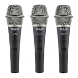 CAD CADLive D32 Supercardioid Dynamic Handheld Microphone (3 Pack) with 3 x Foam Windscreen & 3 x XLR Cable Bundle