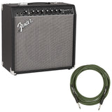 Fender Champion 40 Guitar Amplifier with 12" Speaker Bundle with Fender Joe Strummer Instrument Cable (13ft) Straight/Straight, Drab Green