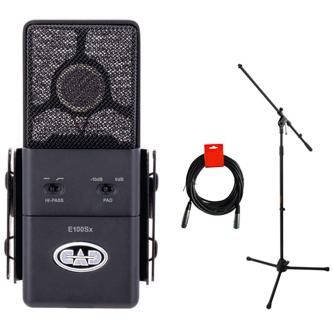 CAD Audio E100Sx Large Diaphragm Supercardioid Condenser Microphone Bundle with Auray MS-5230F Tripod Mic Stand and 20" XLR-XLR Cable