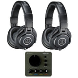 Audio-Technica ATH-M40x Professional Closed-Back Studio Monitor Headphones (Pair) Bundle with Deersync H4 4-Channel Pro Studio Headphone Amplifier