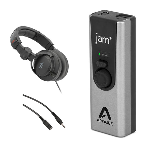 Apogee Electronics JAM+ Instrument Interface with Polsen HPC-A30-MK2 Studio Monitor Headphones & 25' Extension Cable Bundle