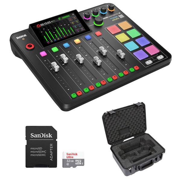 Rode RODECaster Pro II Integrated Audio Production Studio Bundle with SKB iSeries RODECaster Pro II Hard-Shell Case and 32GB microSDHC Memory Card