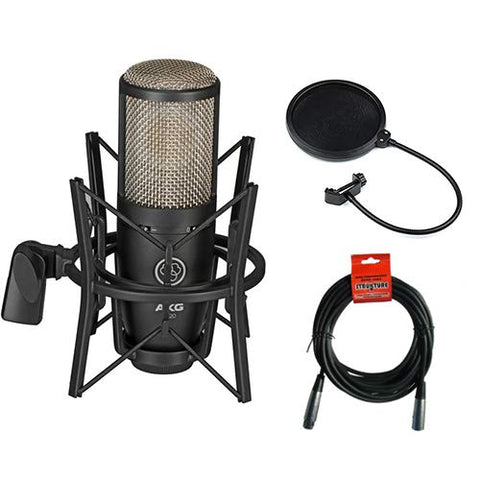 AKG Project Studio P220 Large Diaphragm Condenser Microphone with Pop Filter and XLR to XLR Cable