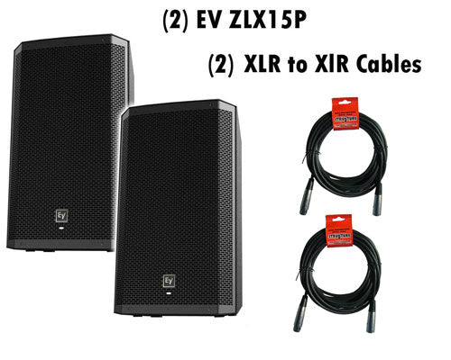 Electro-Voice ZLX-15P 15" 2-Way Powered Loudspeaker with (2) XLR to XLR Cables 20ft ea