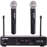 Gemini Sound UHF-02M-S12 517.6+521.5 MHz Dual Channel UHF Wireless Handheld System bundle with Watson Rapid Charger with 4 AA Batteries, Auray WHF-158 Foam Windscreen Microphones