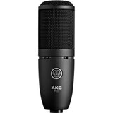 AKG P120 Cardioid Condenser Microphone (Black) with XLR-XLR Cable, Pop Filter & 10-Pack Straps Bundle