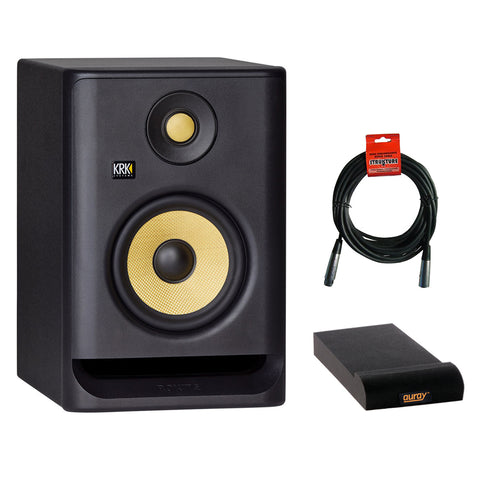 KRK ROKIT 5 G4 5" 2-Way Active Studio Monitor with Isolation Pad (Small) & XLR Cable Bundle