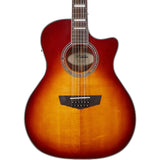 D'Angelico Electro 12 String Acoustic-Electric Guitar, Right, Iced Tea Burst (DAPG212ITBAPS) Bundle with Fender 12-Pack Guitar Picks, Kopul Phone to Phone (1/4") Cable and Gator Single-Guitar Stand