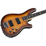 Schecter Electric Bass Guitar Omen Extreme 4-string Vintage Sunburst Bundle with Ultimate Support Pro Guitar Stand, Guitar Strap and Classic Guitar Pick (10-Pack)