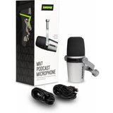 Shure MV7 Podcast Microphone (Silver) Bundle with AKG K240 Studio Pro Headphones & Mic Stand