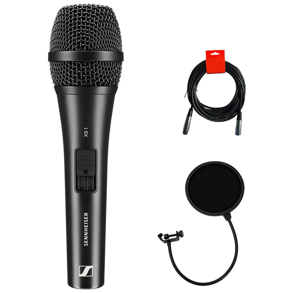 Sennheiser XS 1 Handheld Cardioid Dynamic Vocal Microphone Bundle with Pop Filter and 20" XLR-XLR Cable