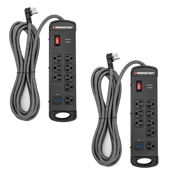 Monster Cable Pro MI 8-Outlet Surge Protector with USB (2-Pack) Bundle