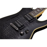 Schecter Omen Extreme-6 Electric Guitar (See-Thru Black) Bundle with Ultimate Support Pro Guitar Stand, Guitar Strap and Classic Guitar Pick (10-Pack)