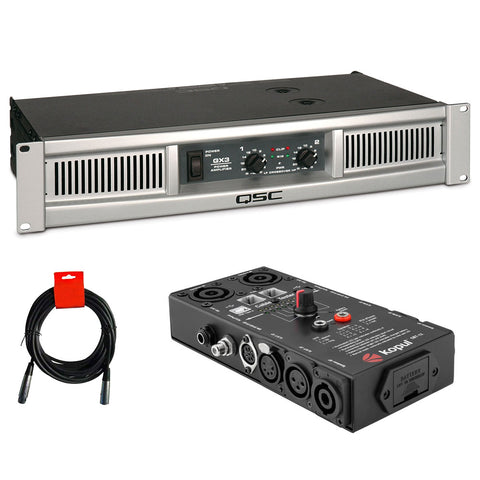 QSC GX3 300-Watt Power Amplifier Bundle with Kopul CBT-12 12-in-1 Cable Tester and 20" XLR-XLR Cable