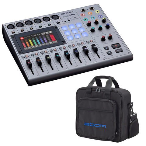 Zoom PodTrak P8 Portable Multitrack Podcast Recorder Bundle with Zoom Carrying Bag for LiveTrak L-8