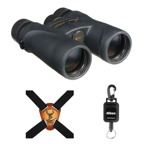 Nikon 7576 8x42 Monarch 5 Binocular (Black) with Nikon Retractable Rangefinder Tether & Binocular Harness Bundle