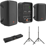 JBL Professional EON208P Portable All-in-One 2-way PA System Bundle with 2x JBL Pro Tripod Speaker Stand (JBLTRIPOD-MA) and 51" Speaker Stand Bag