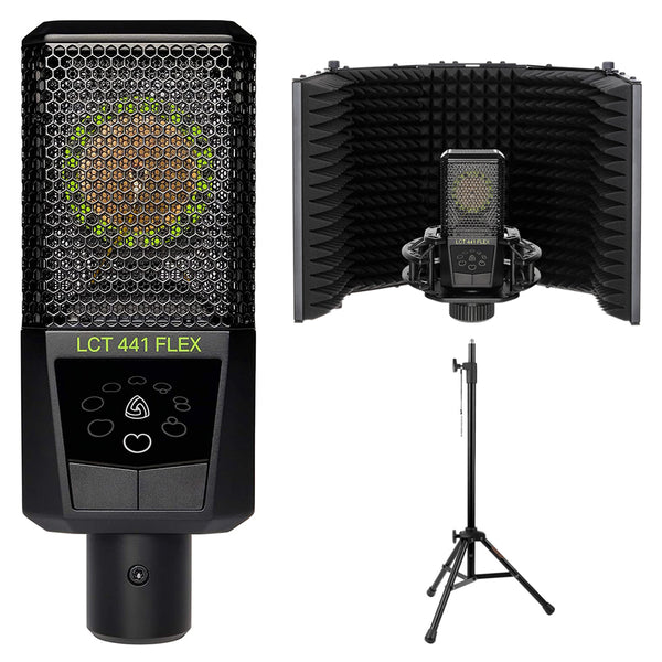 Lewitt LCT 441 FLEX Multipattern Condenser Microphone Bundle with Auray RF-5P-B Reflection Filter and Tripod Mic Stand