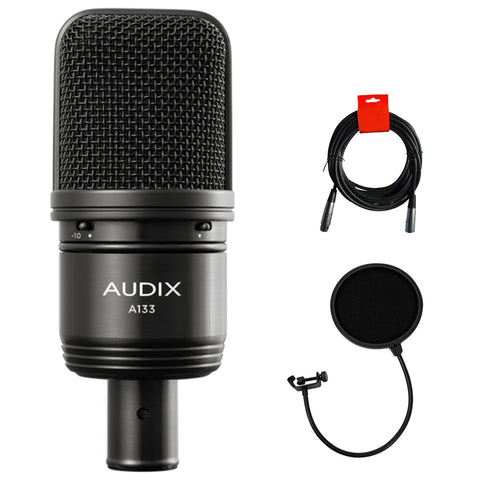 Audix A133 Studio Condenser Microphone with Pad & Roll Off Bundle with Pop Filter & XLR Cable