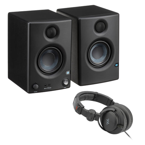 PreSonus Eris E3.5 3.5" 2-Way 25W Nearfield Monitors (Pair) with Polsen HPC-A30-MK2 Studio Headphones Bundle