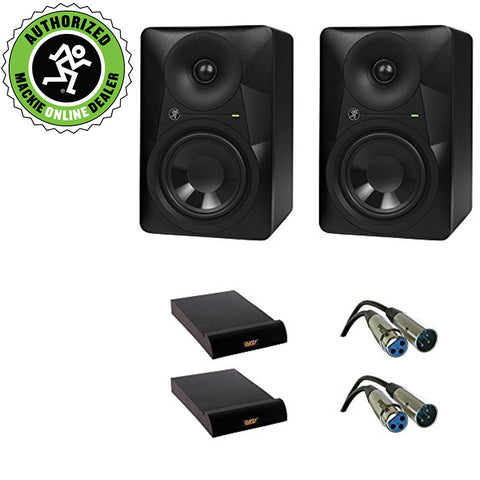 Mackie MR524 5" 2-Way Powered Studio Monitor (Double) with (2) IP-M Isolation Pad and (2) XLR-XLR Cable