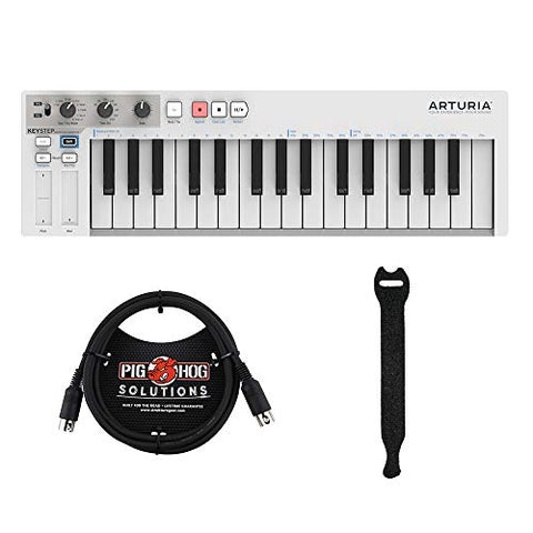 Arturia KeyStep Controller / Sequencer with & 6ft MIDI & Touch Fastener Straps (10-Pack) Bundle