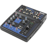 Gemini Sound GEM-05USB - 5-Channel Bluetooth Audio Mixer, USB Playback, Compact DJ Mixer Console with Phantom Power, 2-Band EQ, and FX Control