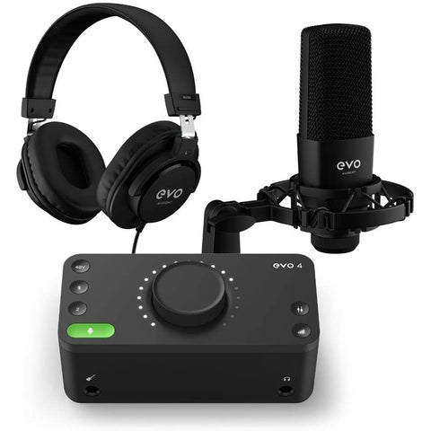 EVO Start Recoding Bundle includes EVO4, SR1 Microphone, SR2000 Headphone and 8' XLR Cable