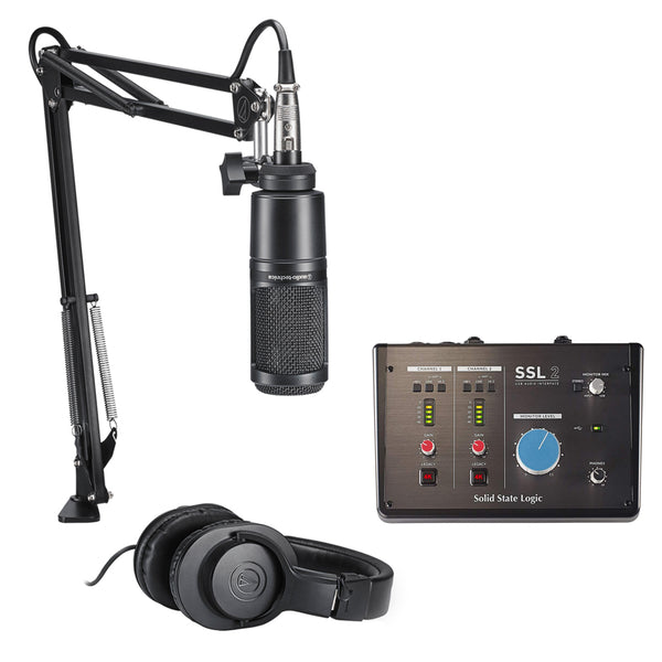 Audio-Technica AT2020 Studio Microphone Pack Bundle with Solid State Logic SSL 2+ Audio Interface