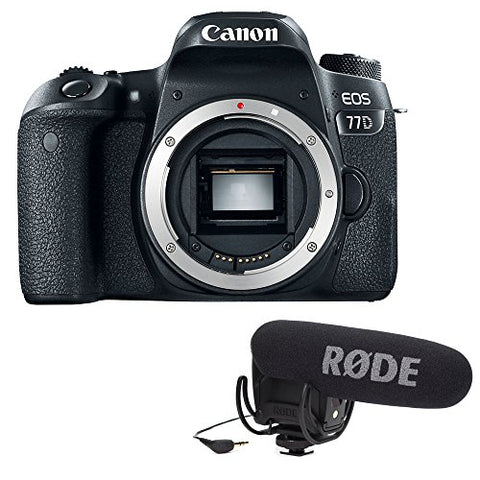 Canon EOS 77D DSLR Camera (Body Only) Lens with Rode VideoMic Pro with Rycote Lyre Shockmount