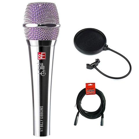 sE Electronics V7 BFG Billy Gibbons Signature Series Supercardioid Dynamic Handheld Microphone with XLR-XLR Cable and Pop Filter