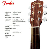 Fender CD-60SCE Dreadnought Acoustic Guitar (All Mahogany) Bundle with Fender Classic Celluloid Guitar Medium 12-Pack Picks 351 Shape and Fender 2" Guitar Straps