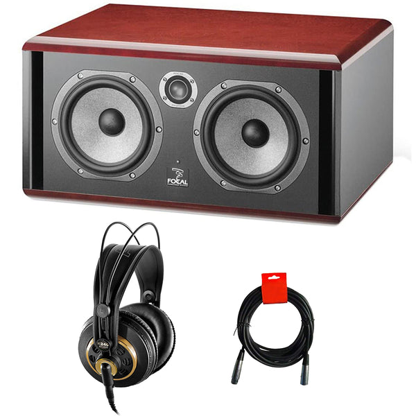 Focal Twin6 Be 6.5" Analog Monitoring Speaker (Red) Bundle with AKG K240 Studio Pro Stereo Headphones and 20" XLR-XLR Cable
