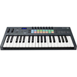 Novation FLkey 37 USB MIDI Keyboard Controller for FL Studio (37-Key) Bundle with Auray FP-P1L Piano-Style Sustain Pedal, 10' MIDI Cable, and Medium Dust Cover