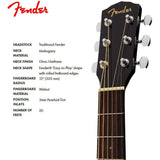 Fender CD-60S Dreadnought Acoustic Guitar (Walnut Fingerboard, Black) Bundle with Fender Classic Celluloid Guitar Medium 12-Pack Picks 351 Shape and Fender 2" Guitar Straps