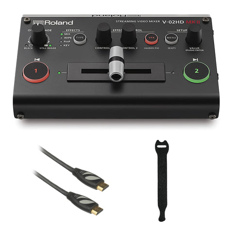 Roland Multi-Format Compact and Powerful Audio/Video Mixer for Professional Streaming with Two HDMI Cameras, 10-Channel Audio Mixing and Video Effects (V-02HD MK II)