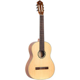 Ortega Guitars 6 String Family Series Full Size Nylon Classical Guitar with Bag, Right-Handed, Spruce Top-Natural-Satin, (R121)