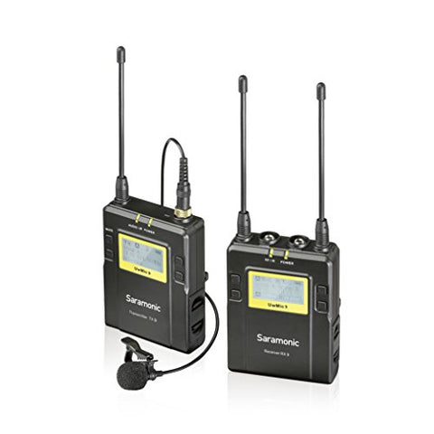 Saramonic UWMIC9 96-Channel Digital UHF Wireless Lavalier Microphone System (UWMIC9) with Bodypack Transmitter, Portable Receiver, Lav Mic, Shoe Mount, XLR/3.5mm Outputs (RX9+TX9)