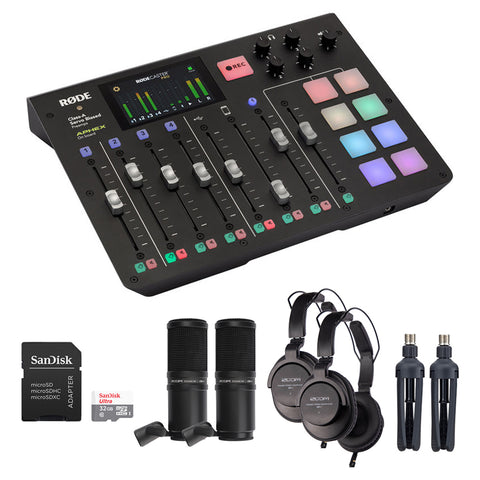 Rode RODECaster Pro Podcast Production Studio Bundle with 2x Zoom ZDM-1 Podcast Mic Pack & 32GB Memory Card