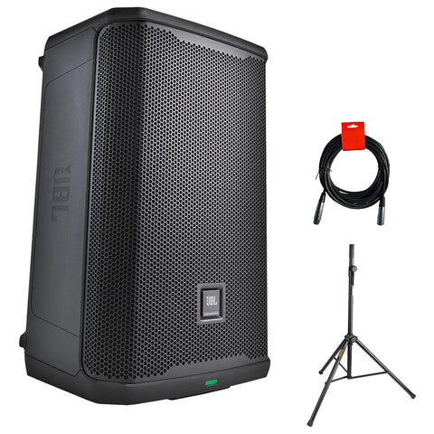 JBL PRX908 Two-Way 8-Inch 2000W Powered Portable Loudspeaker PA System with DSP Bundle with Auray SS-4420 Steel Speaker Stand and XLR-XLR Cable