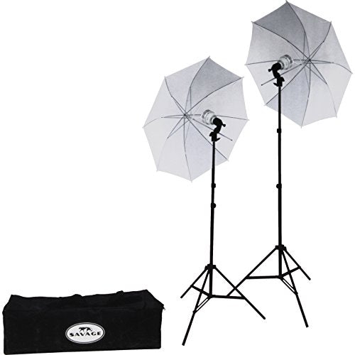 Savage LED60K 500 Watt LED Studio Light Kit with 2 Lights, 2 Stands, 2 Umbrellas & Case