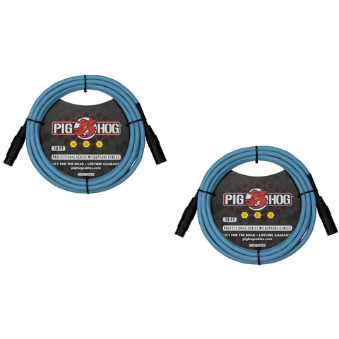 Pig HOG PHMH10DB Hex Series Microphone Cables 10-Feet XLR Connectors Daphne Blue (Pair)