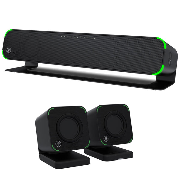 Mackie CR2-X Bar Pro Premium Desktop PC Soundbar Bundle with Mackie CR2-X Cube Compact Desktop Speakers