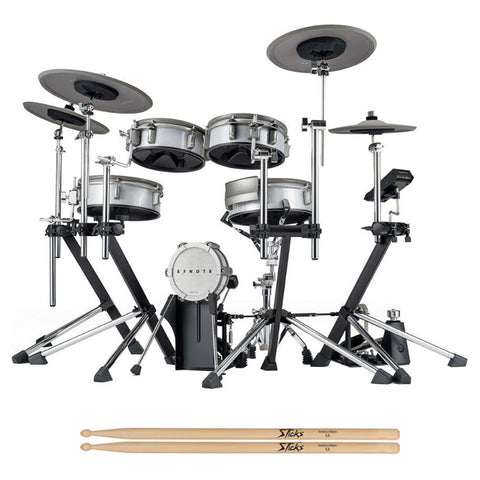 E F NOTE EFNOTE 3 Acoustic-Style Electronic Drum Set Bundle with On-Stage Wood Tip Maple Wood 5A Drumsticks 12 Pair