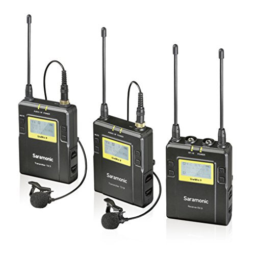 Saramonic UWMIC9 96-Channel Digital UHF Wireless Lavalier Microphone System with 2 Bodypack Transmitters, Portable Receiver, 2 Lav Mics, Shoe Mount, XLR/3.5mm Outputs (RX9+TX9+TX9)