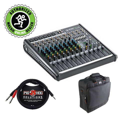 Mackie ProFX12v2 12-Channel Sound Reinforcement Mixer with Padded Nylon Mixer/Equipment Bag & PB-S3410 3.5 mm Stereo Breakout Cable, 10 feet Bundle